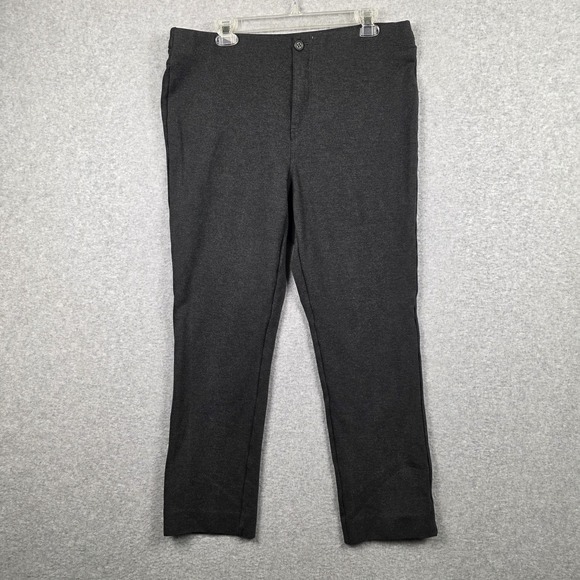 John Mark Pants - John Mark Pants Womens Large Gray Knit Ankle Slim Fit Stretch Pockets Casual